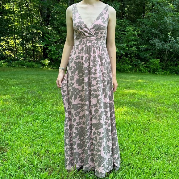 GARNET HILL soft floral pink gray maxi dress, S. - Picture 2 of 11